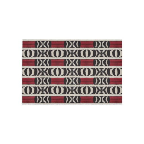 repeating pattern black and white zebra print with red Area Rug 5'x3'3''