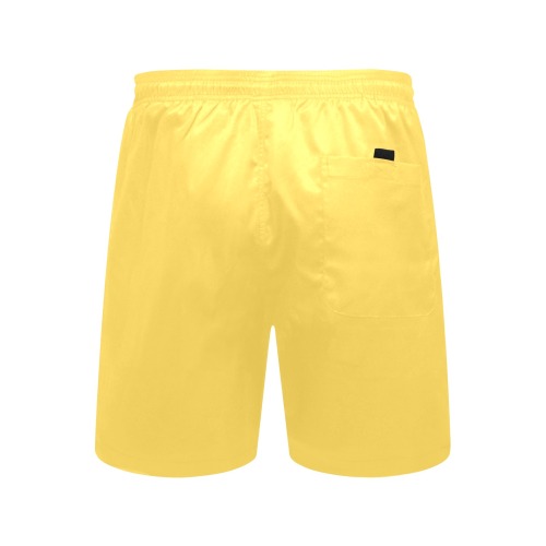 color mustard Men's Mid-Length Beach Shorts (Model L51)