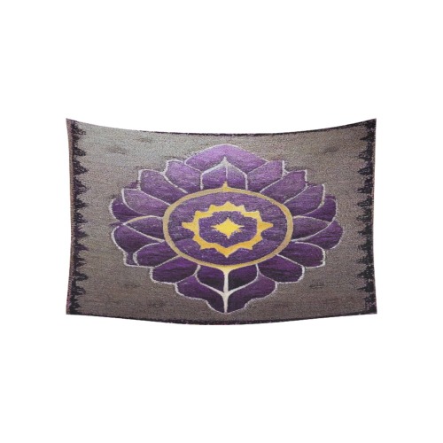 purple flower on grey, damask style Cotton Linen Wall Tapestry 60"x 40"