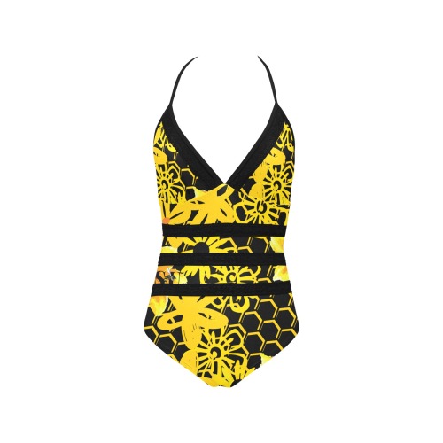 ASU Honeycomb Flowers Lace Band Embossing Swimsuit (Model S15)