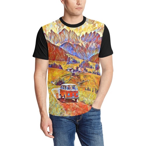 57566 Men's All Over Print T-Shirt (Solid Color Neck) (Model T63)