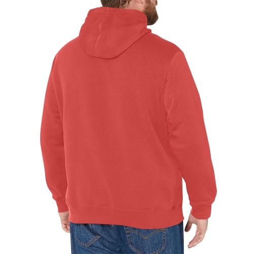 BxB Red Hoodie Men's Fleece Hoodie w/ White Lining Hood (Model H55)