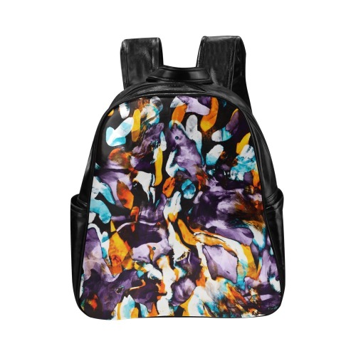 Colorful dark brushes abstract Multi-Pockets Backpack (Model 1636)