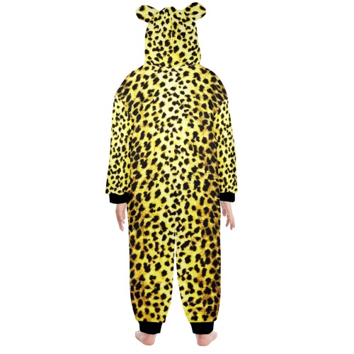 LEOPARD One-Piece Zip Up Hooded Pajamas for Big Kids