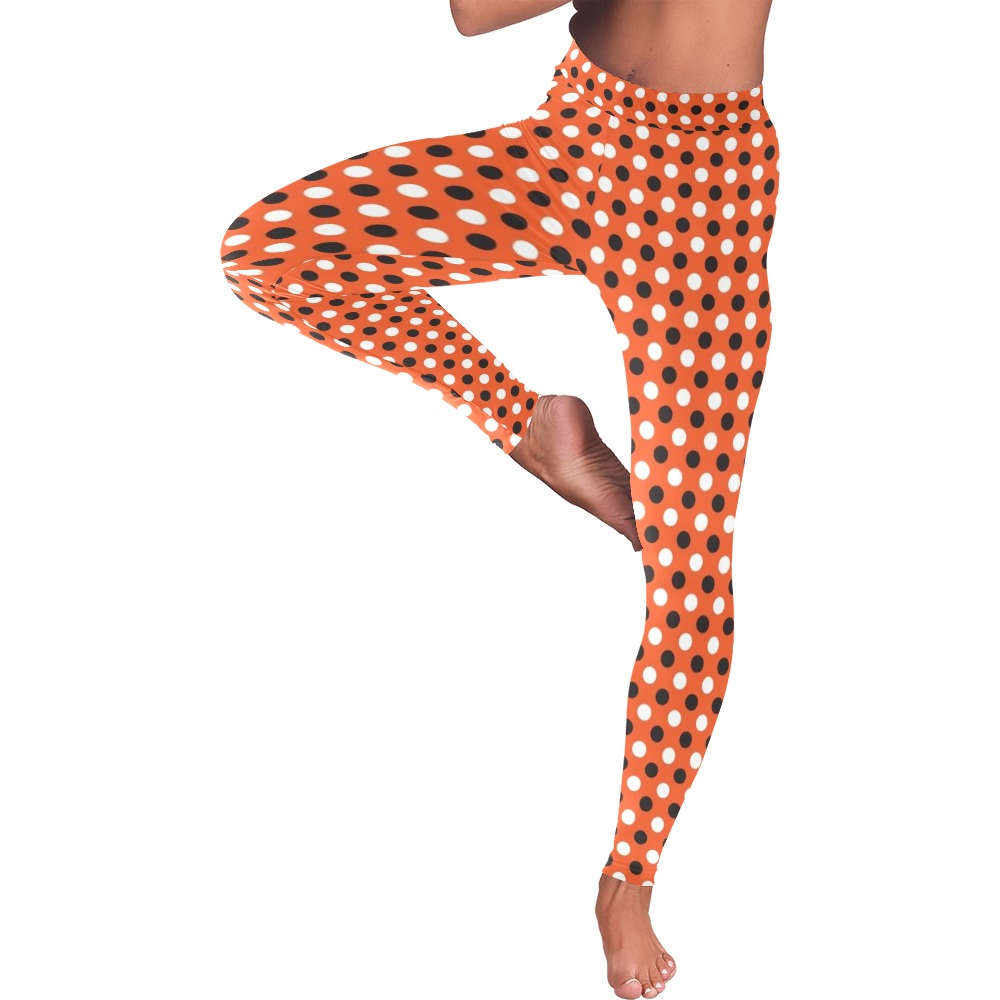 Halloween Polka Dots - Small Women's Low Rise Leggings (Invisible Stitch) (Model L05)