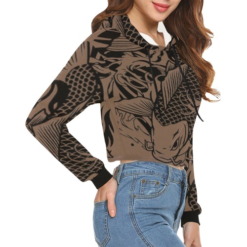 RTESBB All Over Print Crop Hoodie for Women (Model H22)