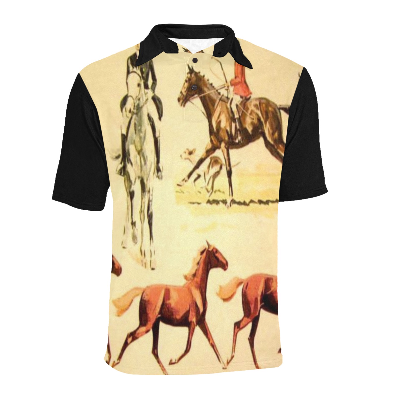 Horse Print Men's All Over Print Polo Shirt (Model T55)