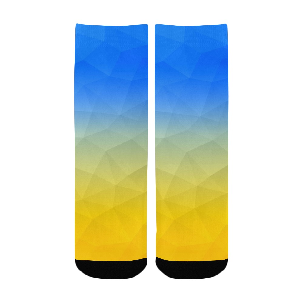 Ukraine yellow blue geometric mesh pattern Kids' Custom Socks