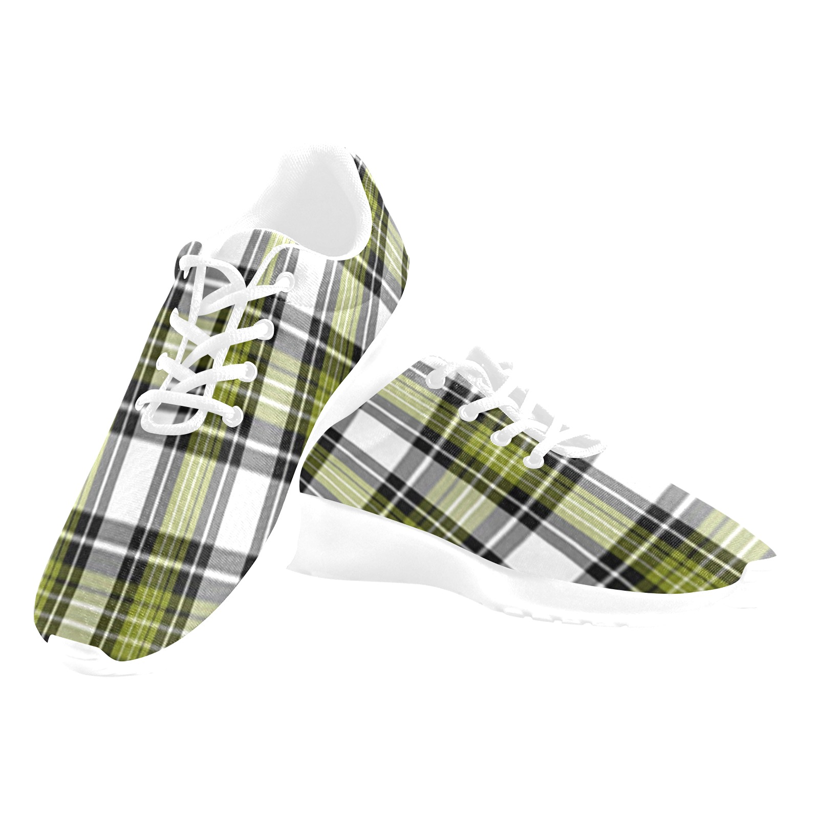 Olive Green Black Plaid Women's Athletic Shoes (Model 0200)