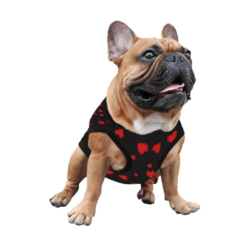 Red Hearts Floating on Black All Over Print Pet Tank Top