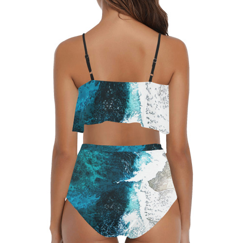 Ocean And Beach High Waisted Ruffle Bikini Set (Model S13)