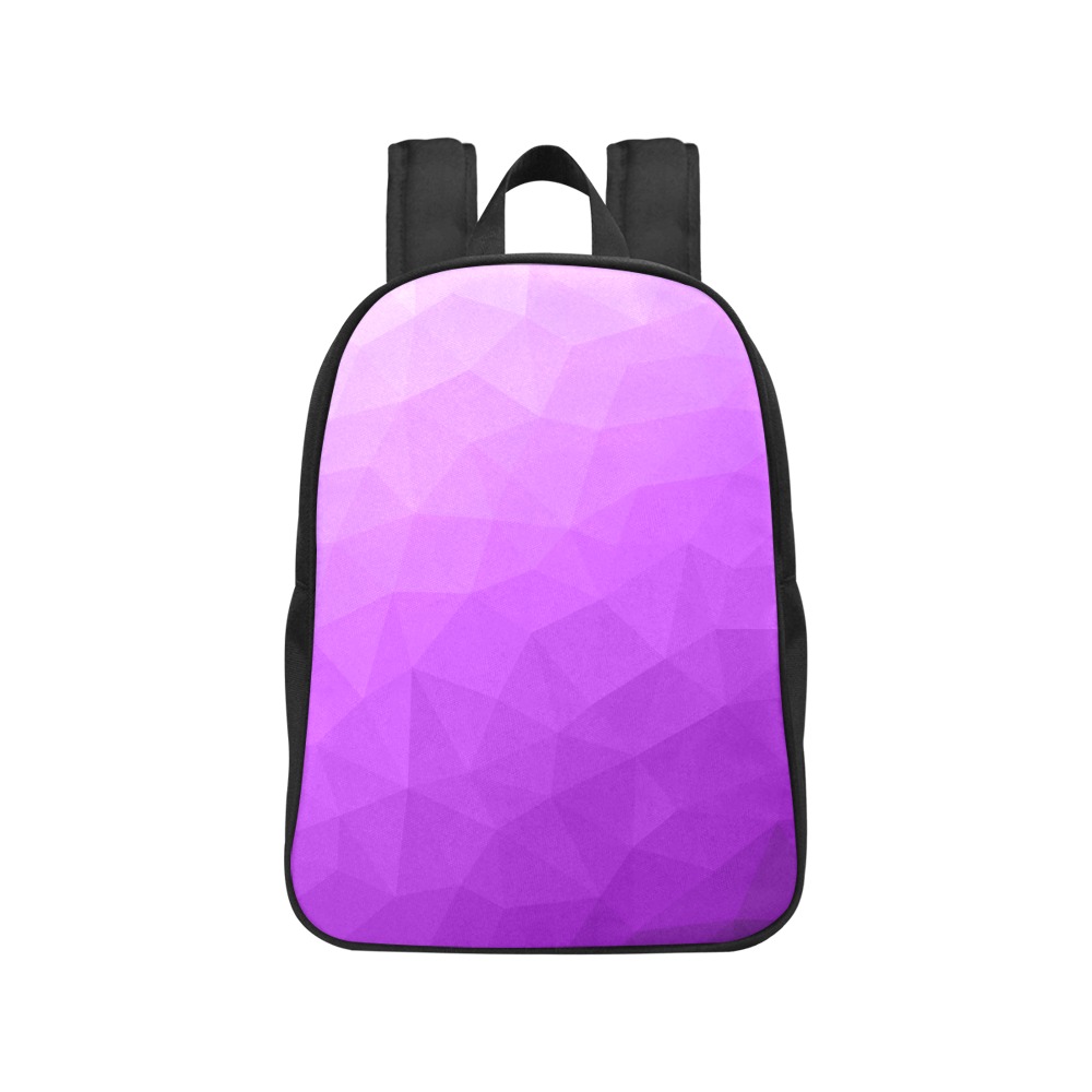 Purple gradient geometric mesh pattern Fabric School Backpack (Model 1682) (Medium)