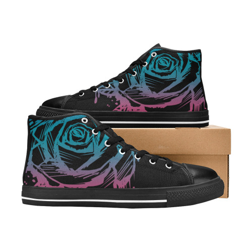 Candy Color Rose Women's Classic High Top Canvas Shoes (Model 017)