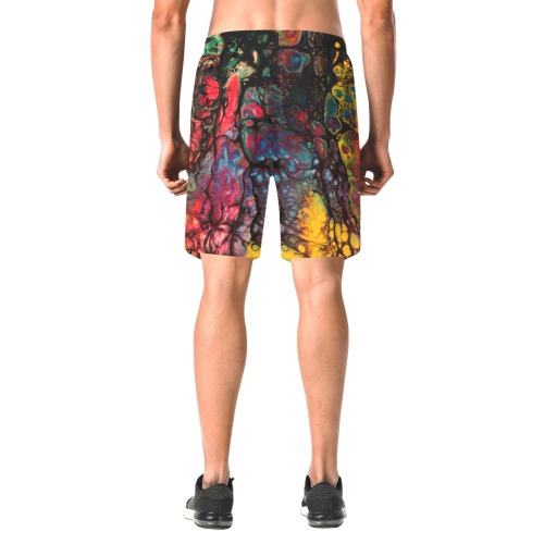 Paint Splatter Men's All Over Print Elastic Beach Shorts (Model L20)