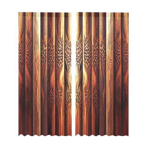 Aztec pattern on wood 2 Gauze Curtain 28"x95" (Two-Piece)