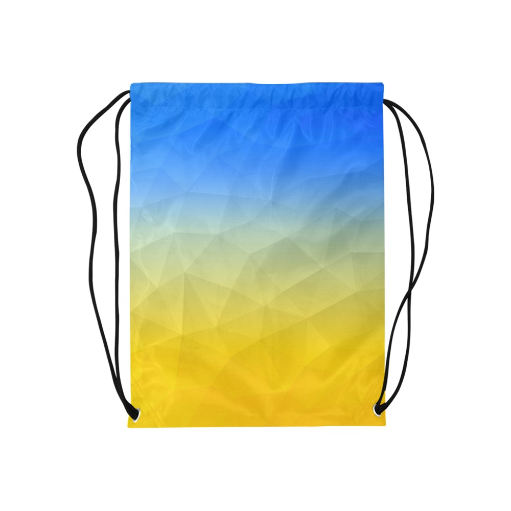 Ukraine yellow blue geometric mesh pattern Medium Drawstring Bag Model 1604 (Twin Sides) 13.8"(W) * 18.1"(H)