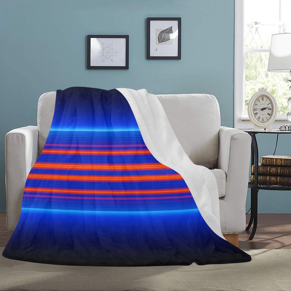 Sculpted Blue Red Stripes Ultra-Soft Micro Fleece Blanket 60"x80"
