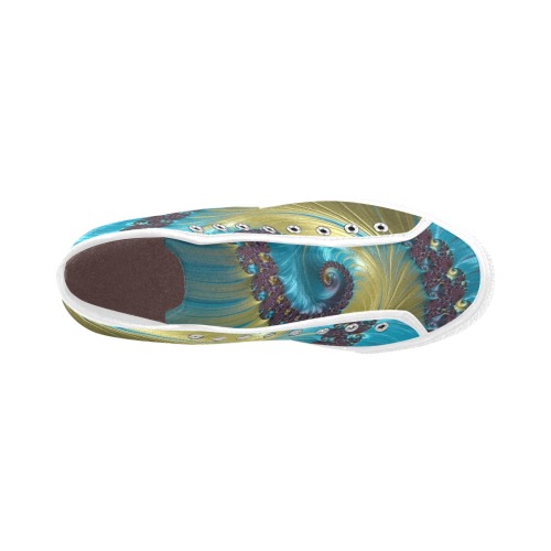 Turquoise and Gold Spiral Fractal Abstract Vancouver H Women's Canvas Shoes (1013-1)