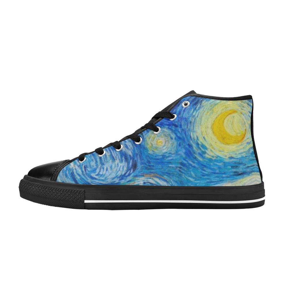 Starry Night High Top Canvas Shoes for Kid (Model 017)