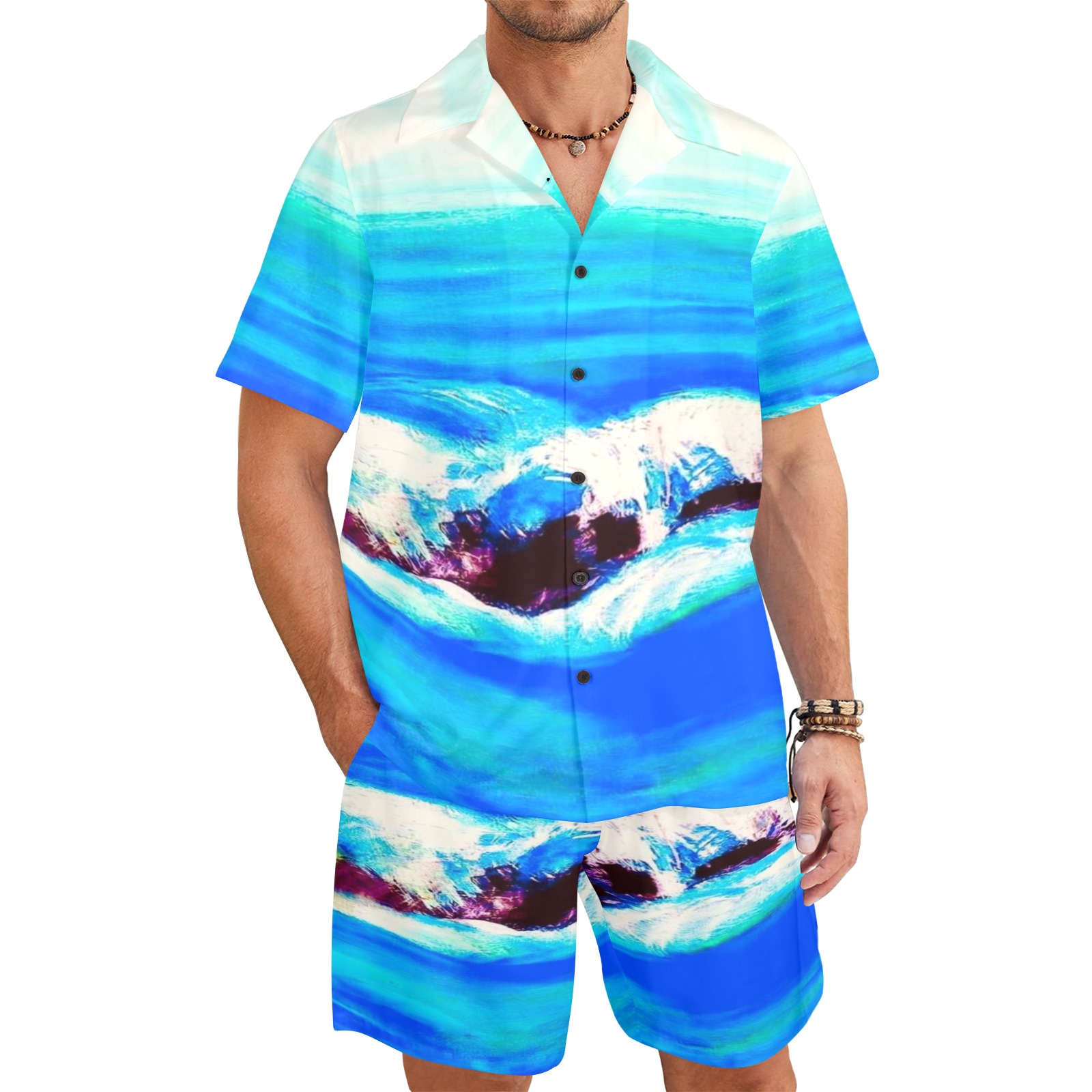 Beach Front Collection Men's Shirt and Shorts Outfit (Set26)
