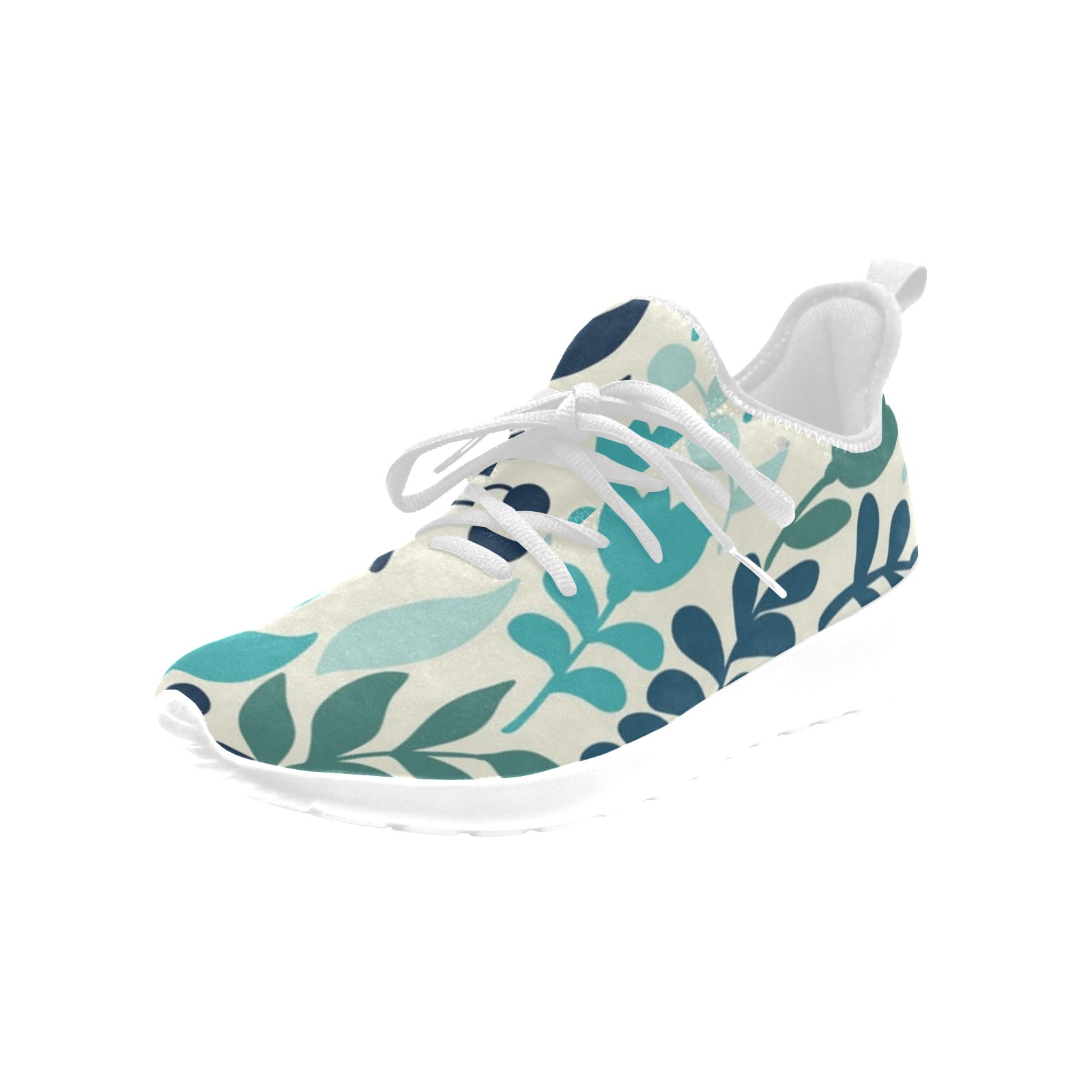 Doodle Floral with Leaves Women's One-Piece Vamp Sneakers (Model 67502)