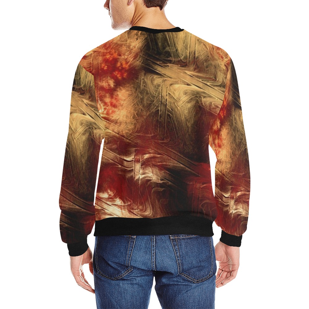 Abstract Men's Rib Cuff Crew Neck Sweatshirt (Model H34)