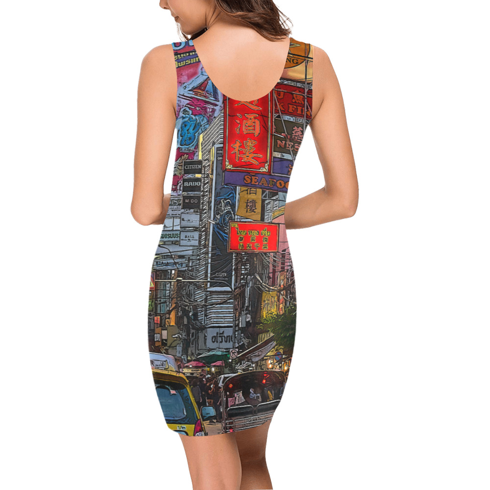 Chinatown in Bangkok Thailand - Altered Photo Medea Vest Dress (Model D06)