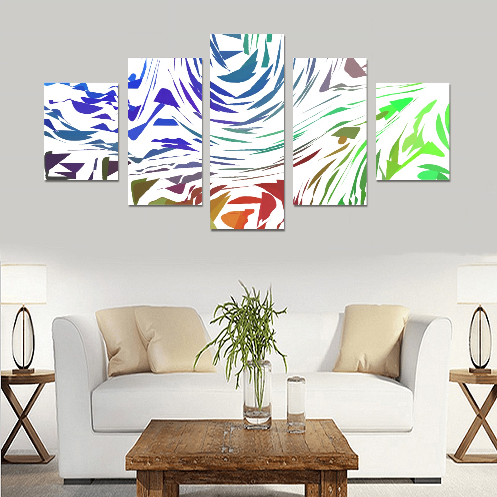 Cutout Shapes on White Abstract Canvas Print Sets B (No Frame)