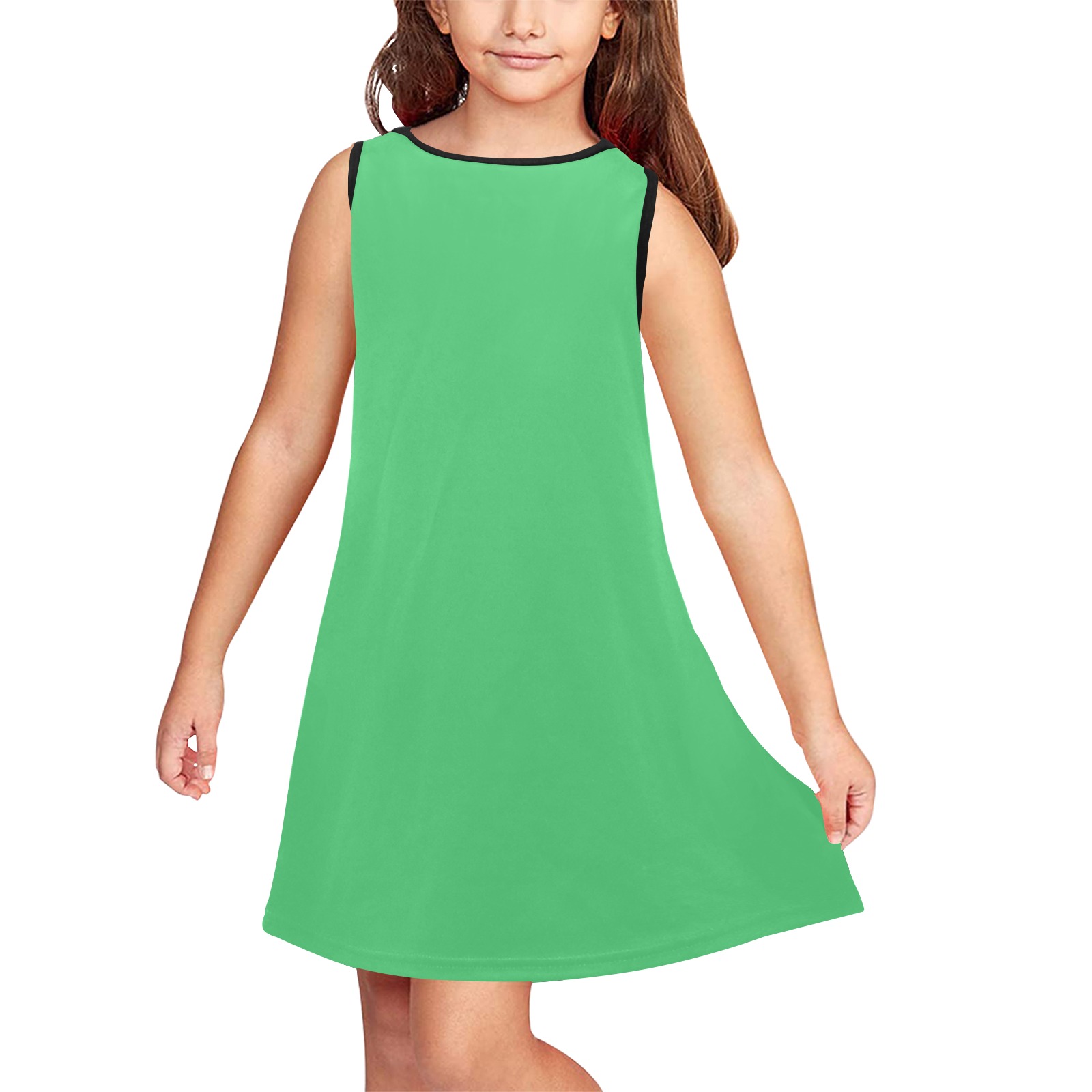 color Paris green Girls' Sleeveless Dress (Model D58)