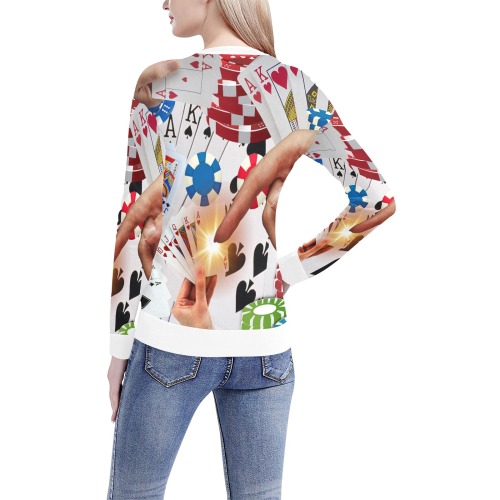 POKER NIGHT TOO Women's All Over Print V-Neck Sweater (Model H48)
