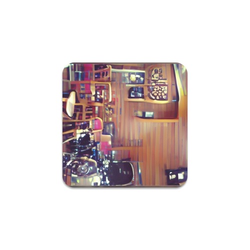 Cafe_Coffee_House_TradingCard Square Coaster
