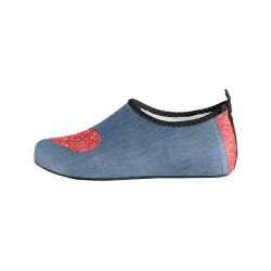 Bandana Heart on Denim-Look Women's Slip-On Water Shoes (Model 056)