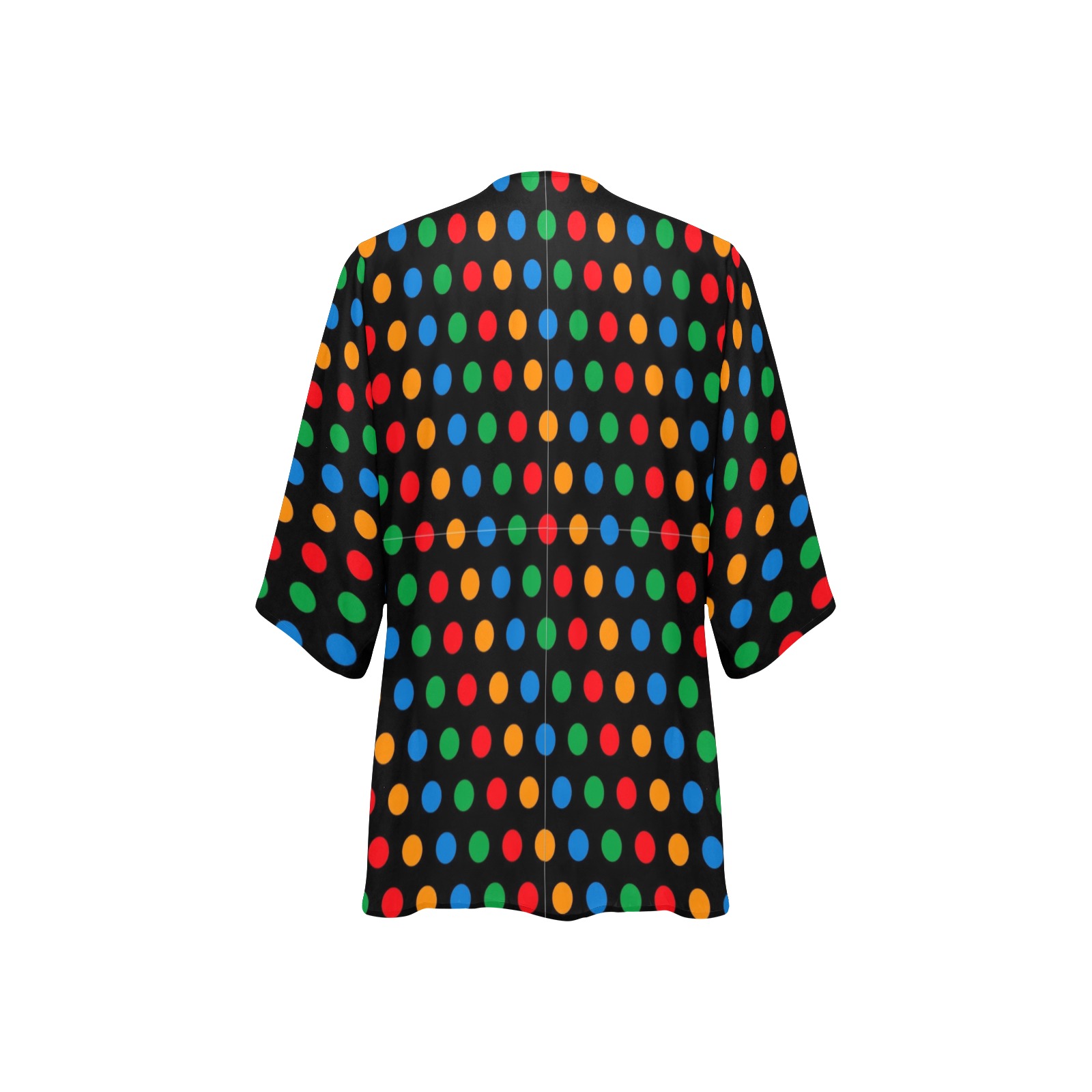 Prismatic Polka Dots on Black Background 1 GIANT Women's Kimono Chiffon Cover Ups (Model H51)