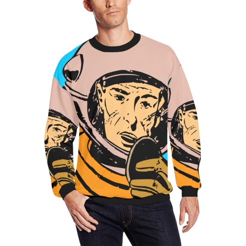 astronaut Men's Oversized Fleece Crew Sweatshirt (Model H18)