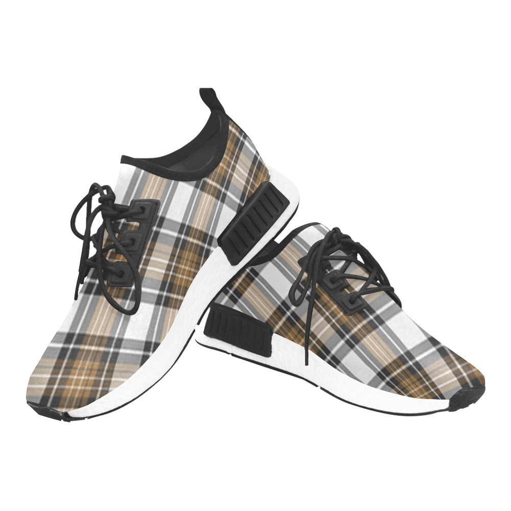 Brown Black Plaid Men’s Draco Running Shoes (Model 025)