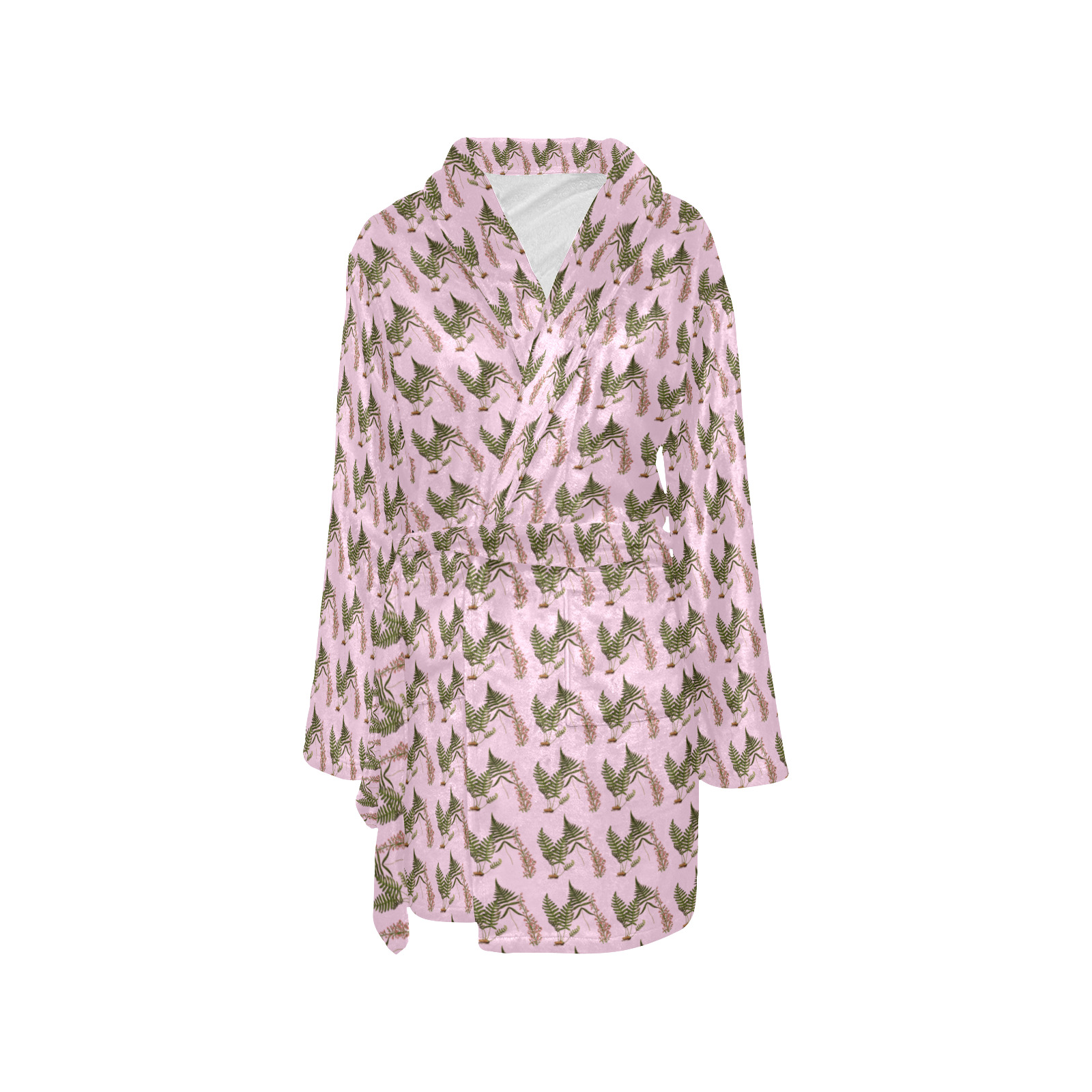 fern pattern 2 pink Women's All Over Print Night Robe