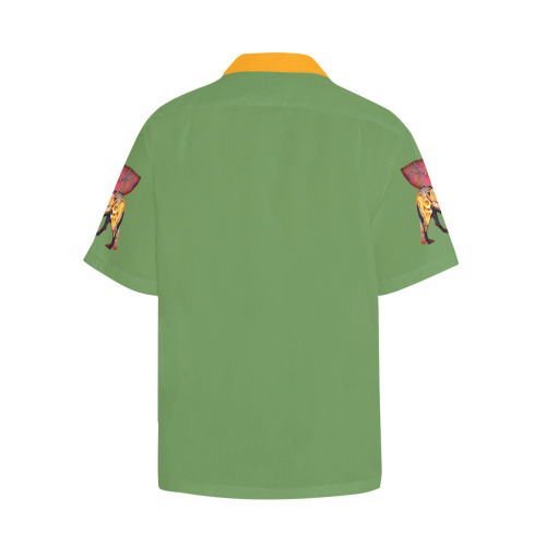 Lamassu Artwork Hawaiian Shirt with Chest Pocket&Merged Design (T58)