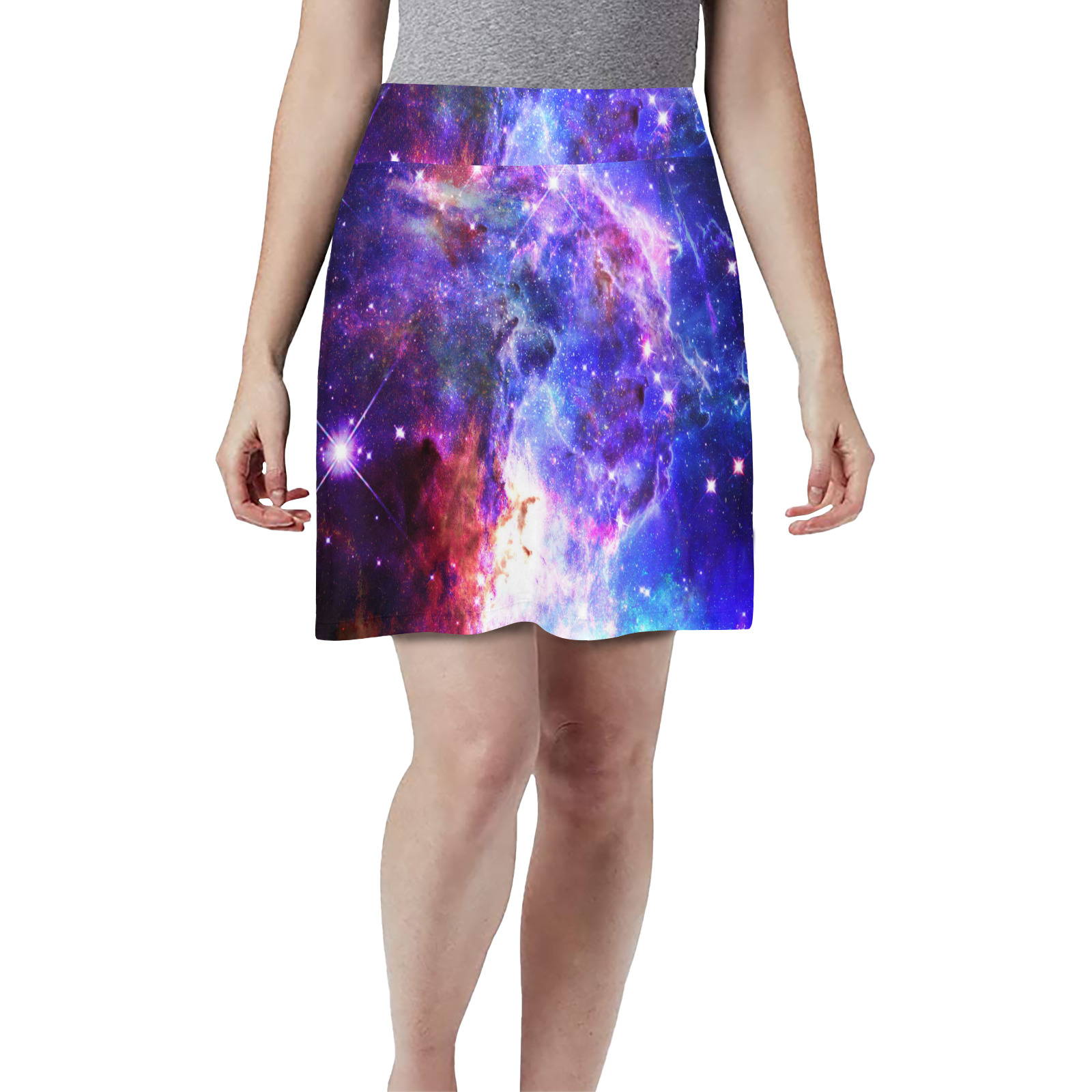 Mystical fantasy deep galaxy space - Interstellar cosmic dust Women's Athletic Skirt (Model D64)