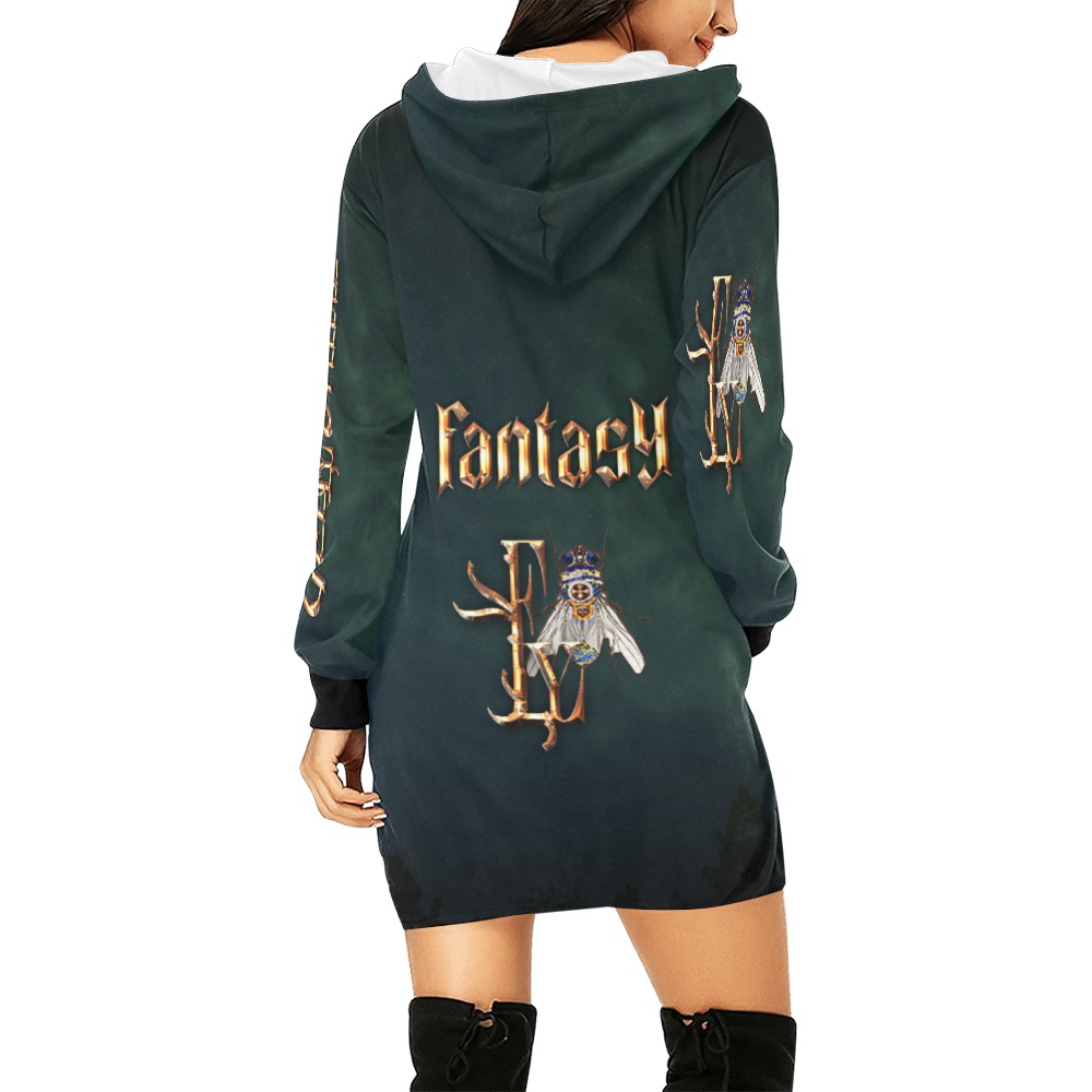 Fantasy Collectable Fly All Over Print Hoodie Mini Dress (Model H27)