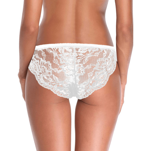BLACK OUTLINE LOGO ON WHITE Women's Lace Panty (Model L41)