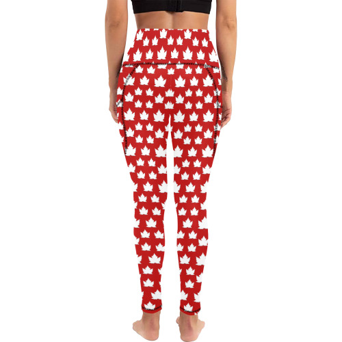 Cute Canada Yoga Pants Women's All Over Print Leggings with Pockets (Model L56)