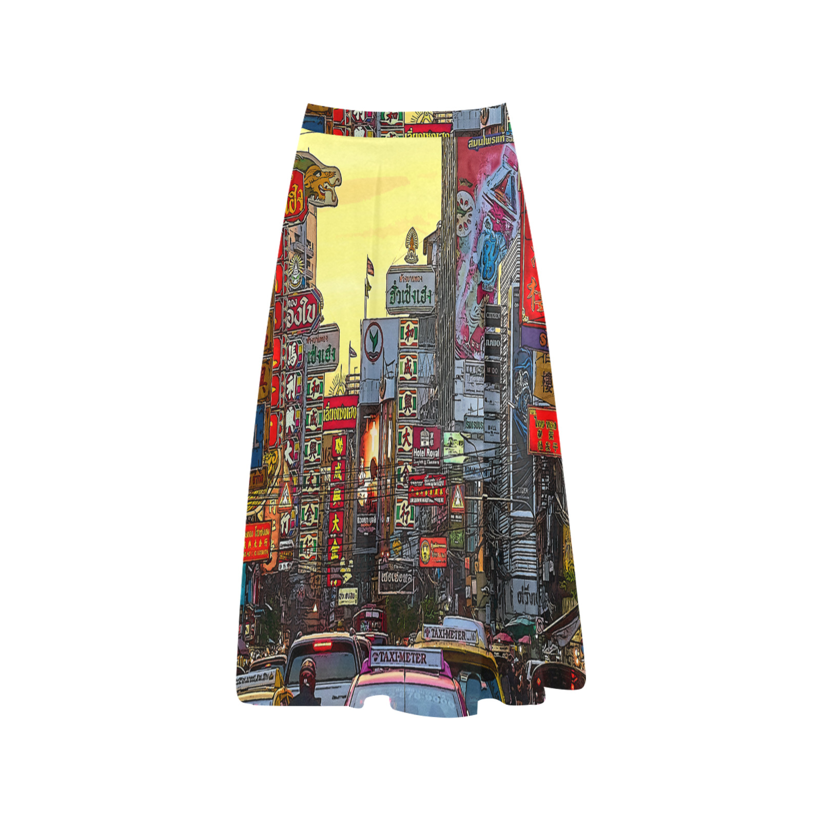 Chinatown in Bangkok Thailand - Altered Photo Mnemosyne Women's Crepe Skirt (Model D16)