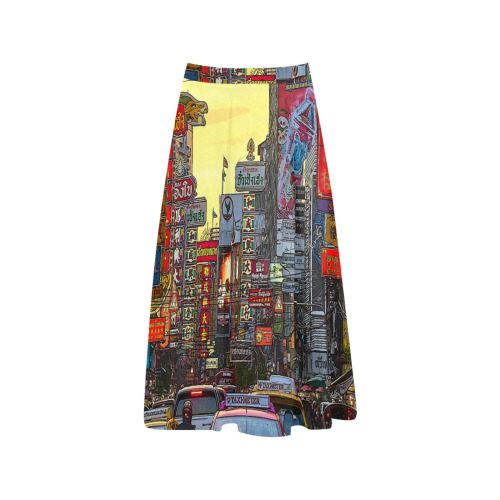 Chinatown in Bangkok Thailand - Altered Photo Mnemosyne Women's Crepe Skirt (Model D16)