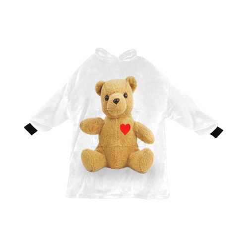 TEDDY HEART Blanket Hoodie for Kids