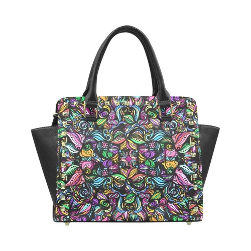 Whimsical Blooms Rivet Shoulder Handbag (Model 1645)