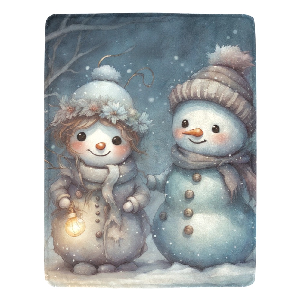Snowman Couple Ultra-Soft Micro Fleece Blanket 54''x70''