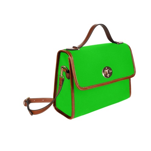 Merry Christmas Green Solid Color Waterproof Canvas Bag-Brown (All Over Print) (Model 1641)