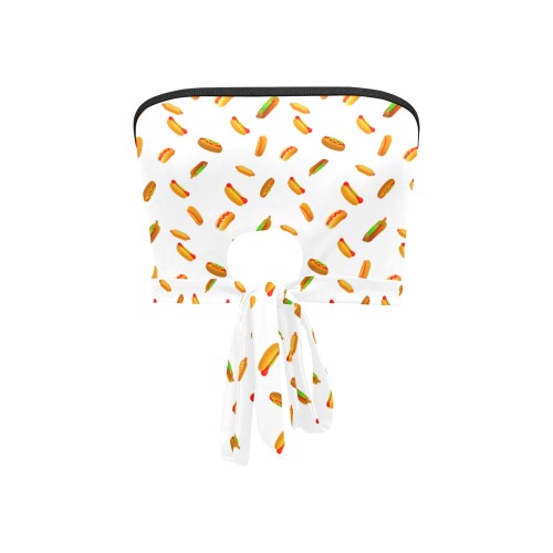 Hot Dogs on White Women's Tie Bandeau Top (Model T66)