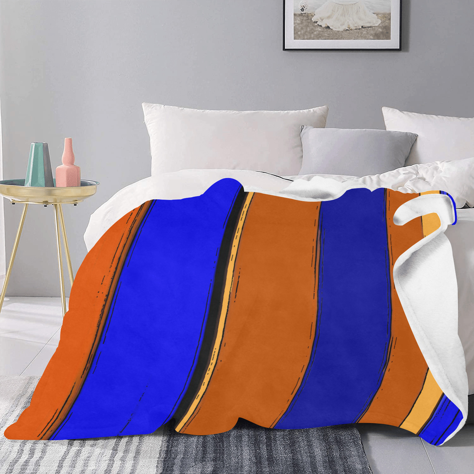 Abstract Blue And Orange 930 Ultra-Soft Micro Fleece Blanket 60"x80" (Thick)