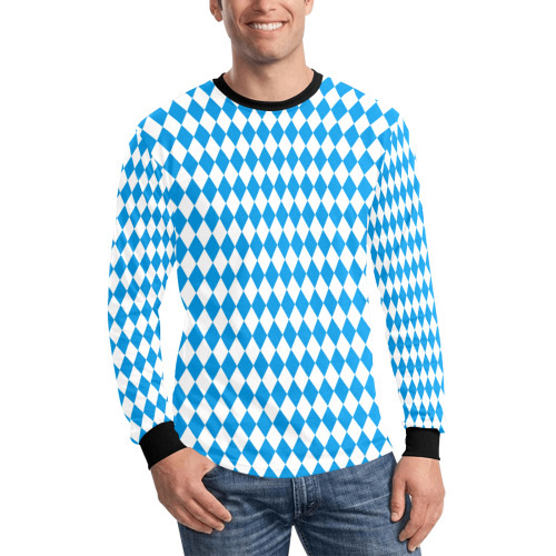 German State Of Bavaria - Flag Colors Pattern Men's All Over Print Long Sleeve T-shirt (Model T51)